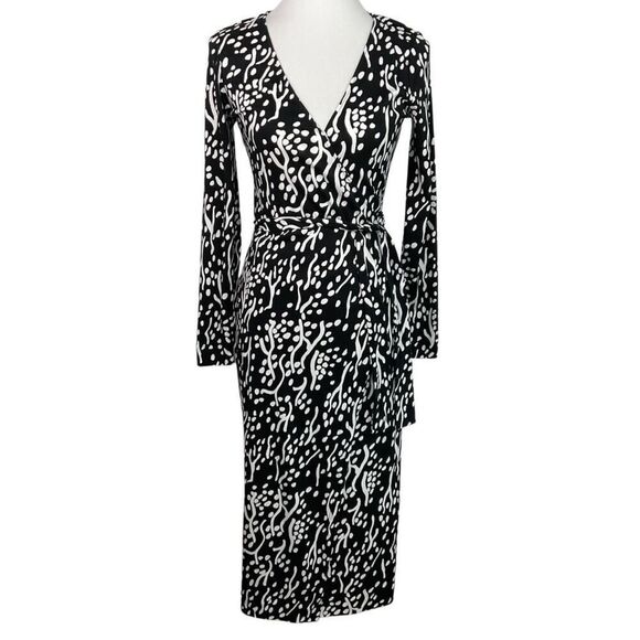 Diane von Furstenberg for Target Midi Sea Spots Long Sleeve Wrap Dress XS New - Picture 2 of 7
